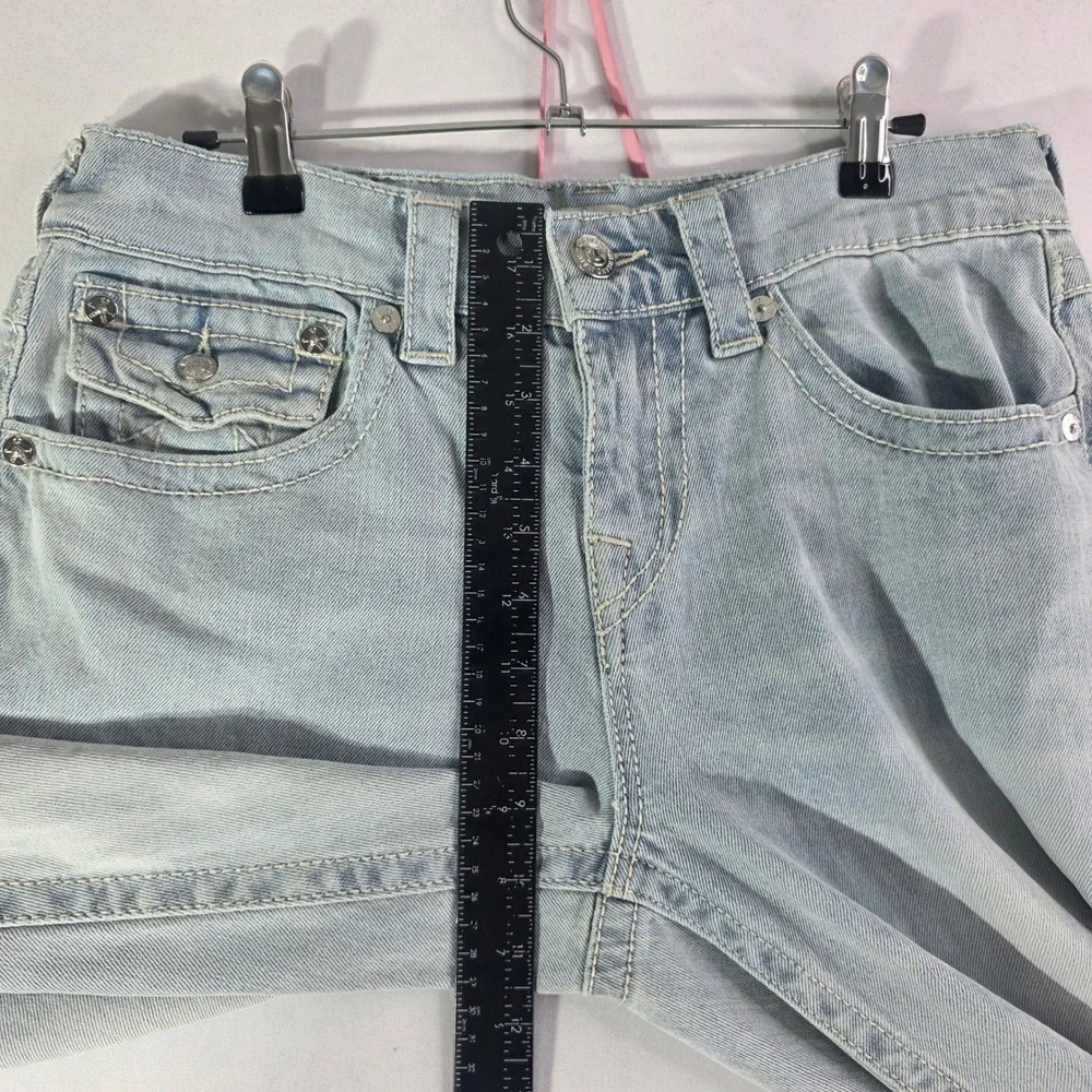 True Religion Ricky Relaxed Straight Light Wash Denim Jeans Mens 31x33